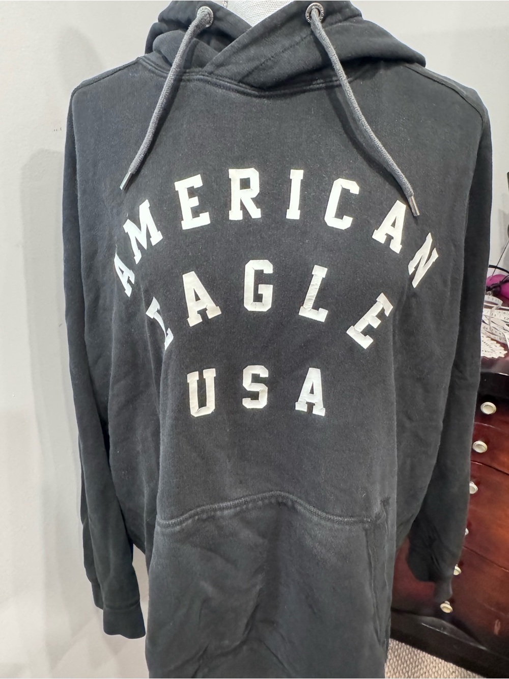 American Eagle Outfitters USA Black Hoodie Sweater